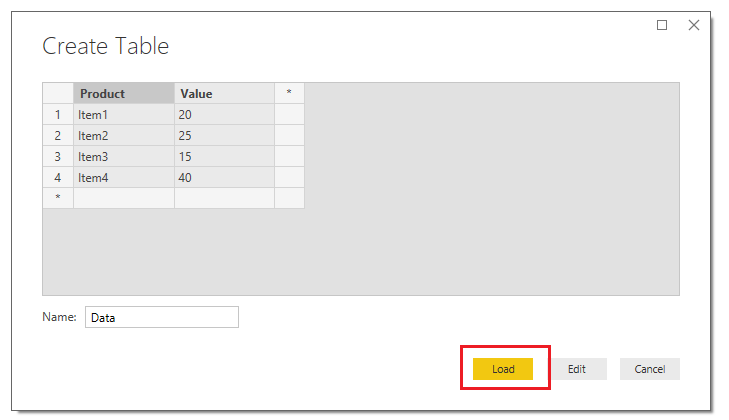 Load Data Table