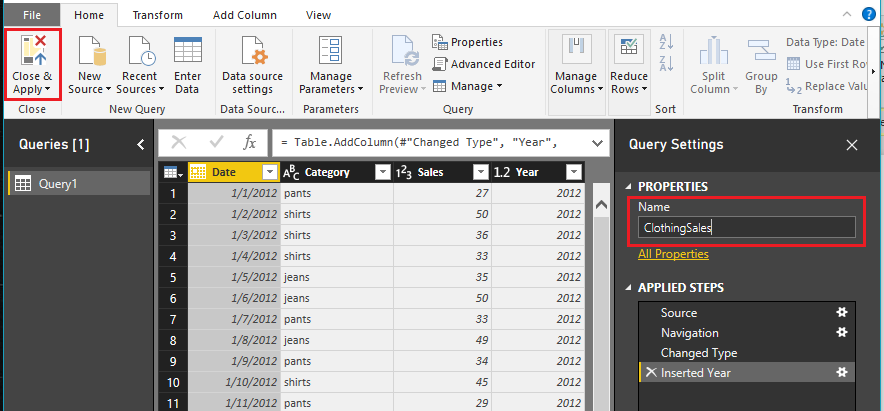 Load ClothingSales Data