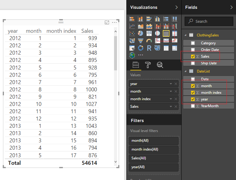 Create Table Visualization