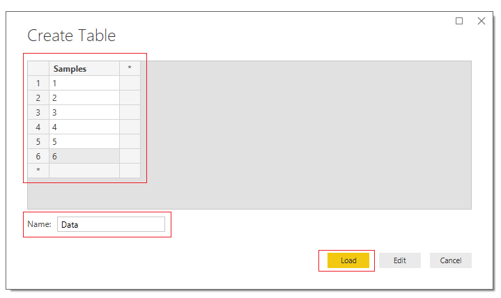 Create Table of Data