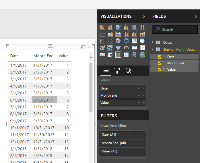 Date Table with Start and End Columns