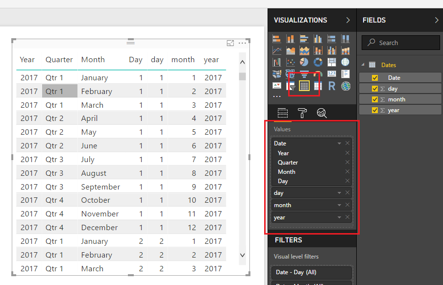 Dates Table