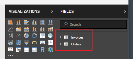 Added Data in Fields Pane