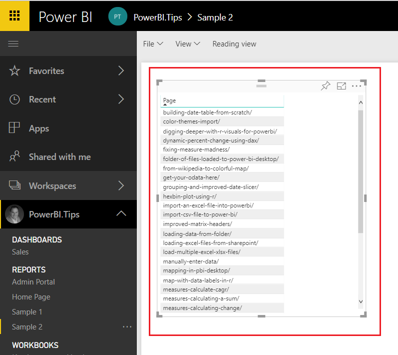 Paste Visual to Sample 2 Report