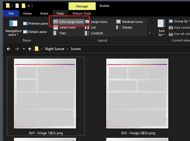 Change view of File Explorer to Extra Large Icons