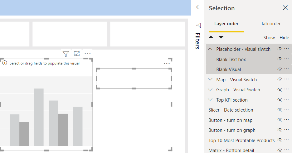 Power BI Bookmark tips: Grouping visuals