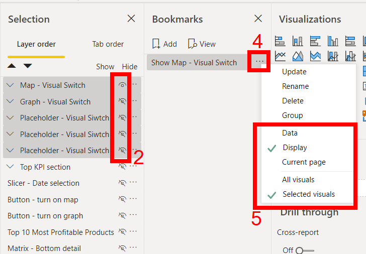 Power BI Bookmark tips: Adding the bookmark and changing the settings